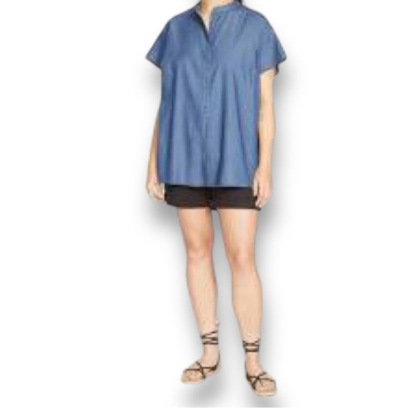 Universal Standard cap sleeve chambray shirt sz 30 NWT - Picture 2 of 3